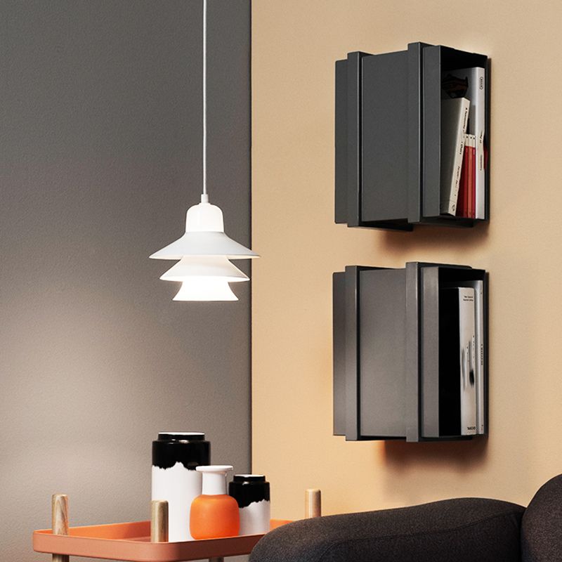 Layered Restaurant Pendant Lamp Metallic Single-Bulb Macaron Hanging Light