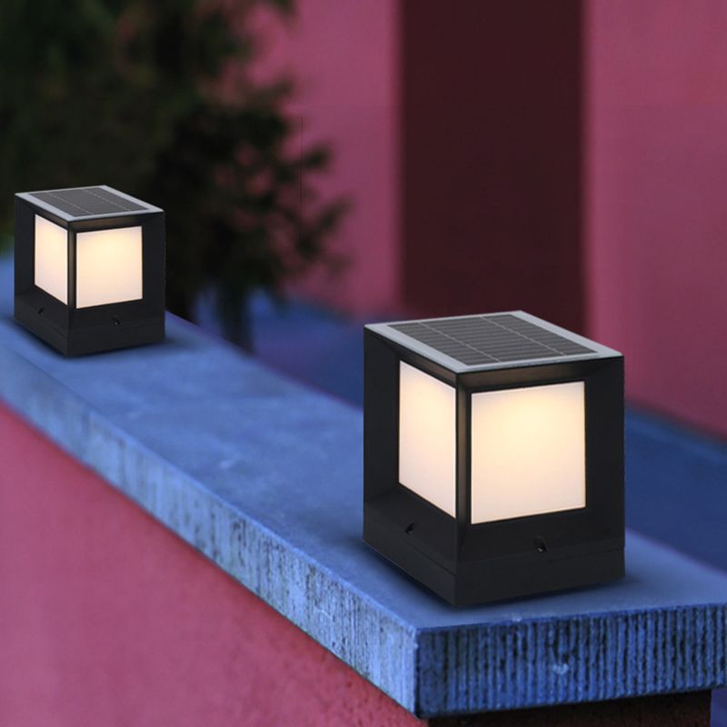 Modern Simple Aluminum Pillar Lamp Cube Shape Pillar Light for Outdoor