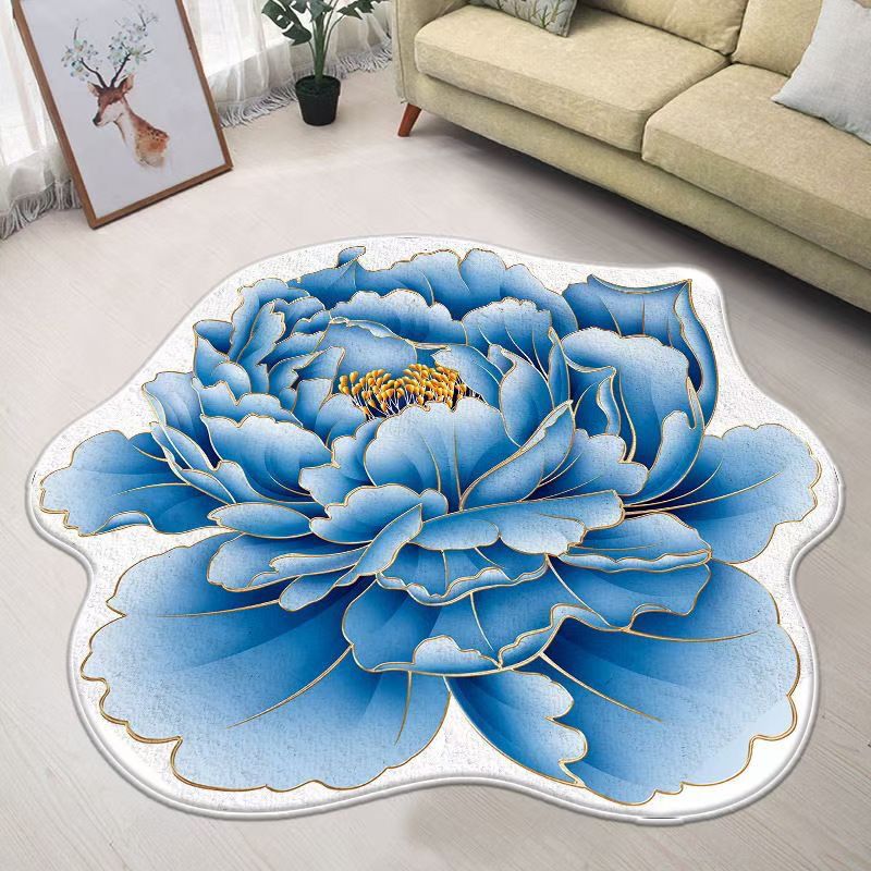 Contemporary Area Rug Flower Pattern Indoor Carpet Non-Slip Backing Carpet for Home Decor