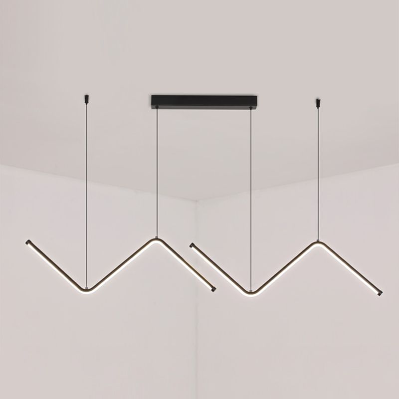 Modern Style Linear Pendant Light Fixtures Metal 2 Lights Led Hanging Lamp