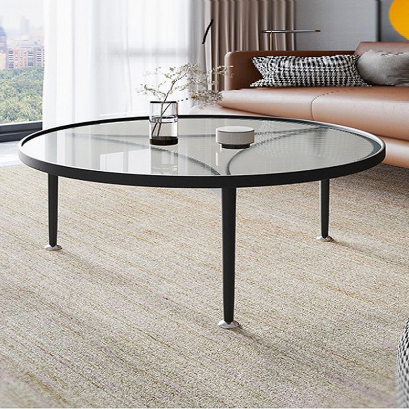 Contemporary Glass-Topped Coffee Table 3 Legs Coffee Cocktail Table