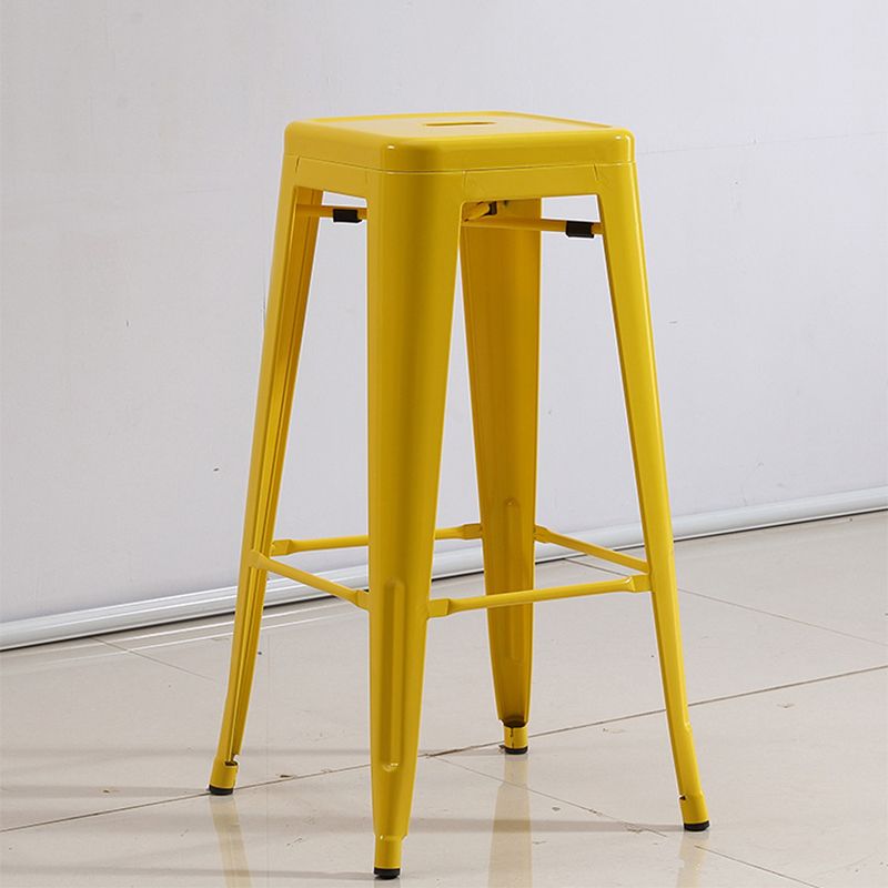 Industrial Iron 30" Barstool Indoor Stackable Tall Stool with Square Seat