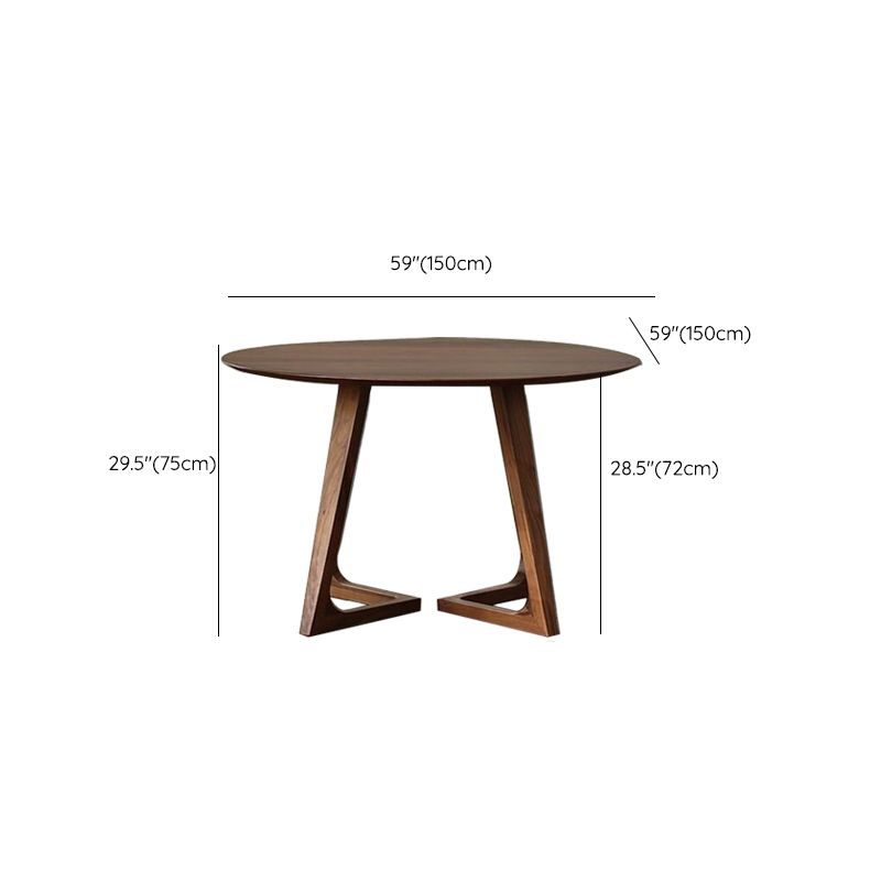 Round Brown Base Dining Table Modern Wood Table for Dining Room