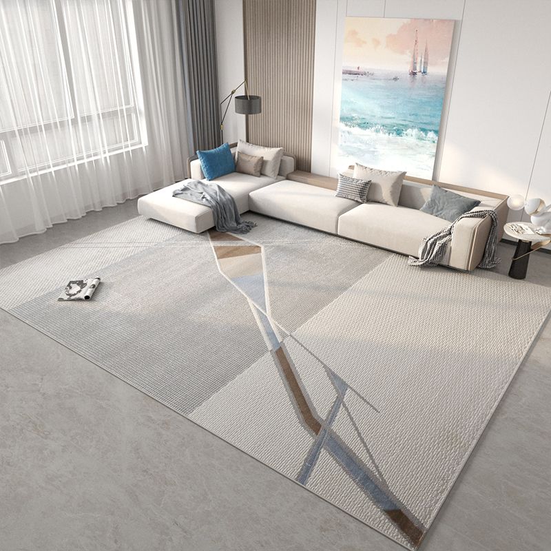 Khaki Modern Carpet Geometric Pattern Polyester Area Rug Easy Care Rug for Home Decor