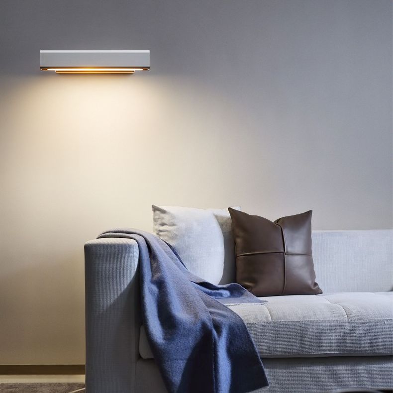 Rectangular Aluminium Rotatable Wall Sconce in Modern Concise Style Wrought Iron LED Wall Light with Wooden Decoration