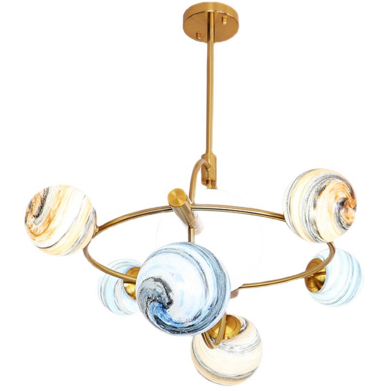 Modern Style Spherical Shape Pendant Lights Glass Chandelier Light Fixtures in Gold