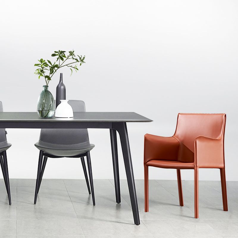 Silla de comedor de metal contemporáneo Comedor Silla individual con respaldo sólido y brazo