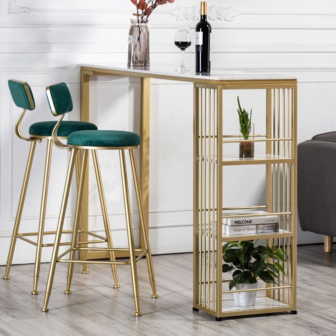 Modern 1/3 Pieces Bar Table Set Rectangle Stone Counter Table with High Stools for Cafe