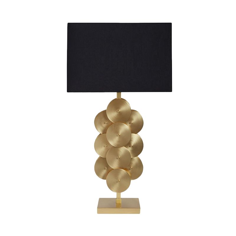 1 Bulb Rectangle Nightstand Lamp Contemporary Fabric Reading Book Light in Black