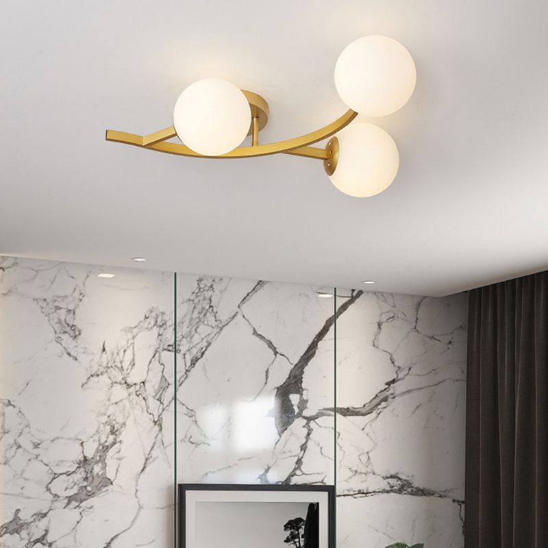 Sphere Glass Semi Mount Lighting Modern Style Ceiling Mounted Light