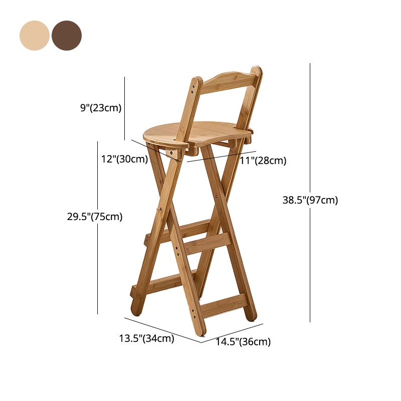 Contemporary Solid Wood Folding Bar Stool Indoor Barstools With Wood Seat and Low Back