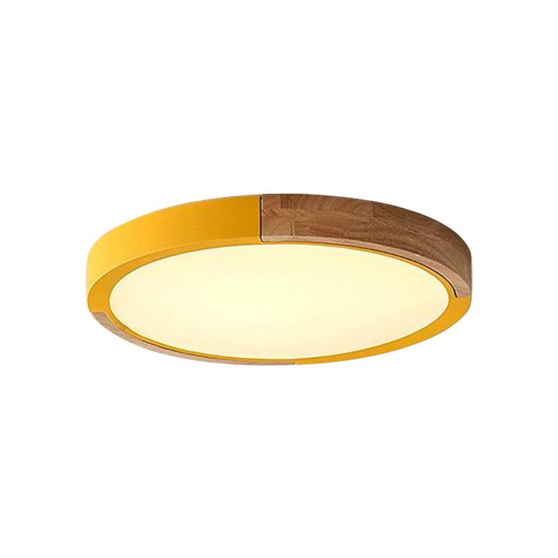 Circle Flush Mount Macaron Acrylic White/Pink/Yellow LED Ceiling Light Fixture in Warm/White Light, 16"/19.5" Wide