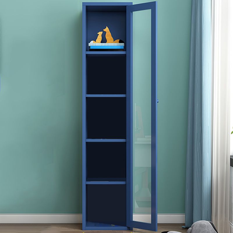 Contemporary Storage Cabinet Antique Finish Side Cabinet with Glass Paned