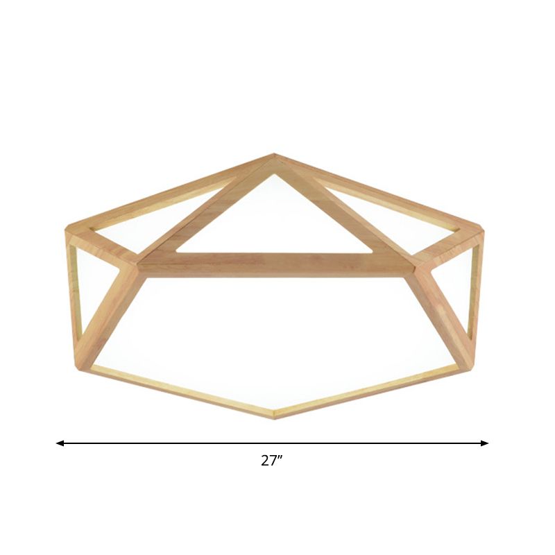 15 "/19" /27 " W Modern Pentagon Flush Mount Acryl-Schlafzimmer LED Deckenstrahler in Holz, Warm/Weißes Licht