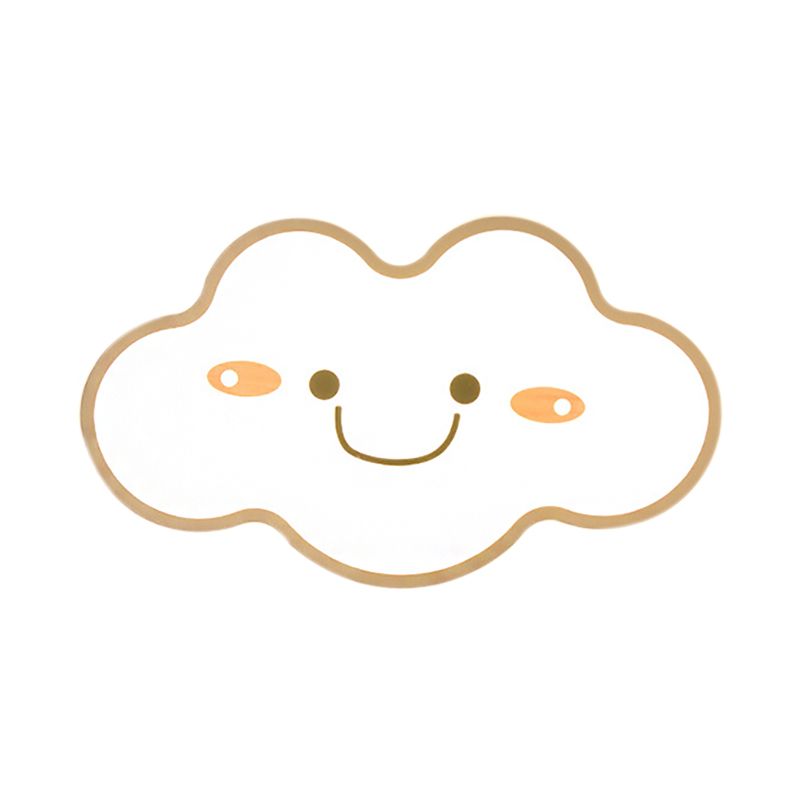 Acrylic Shy Cloud Flush Ceiling Light Child Bedroom Cartoon LED Ceiling Fixture in White
