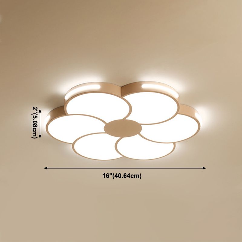 Contemporary Flower-Like Flush Light Fixture Iron 1 Light Flushmount Lighting in White