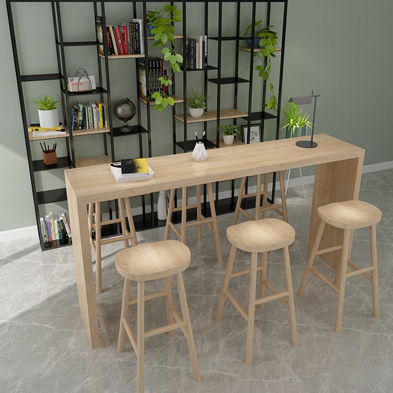 Modern Bar Dining Table Indoor Rectangle Wood Bar Table with Double Pedestal (only table)