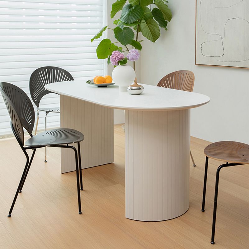 Modern Solid Wood Table for Restaurant Oval Kitchen Table with Double Pedestal