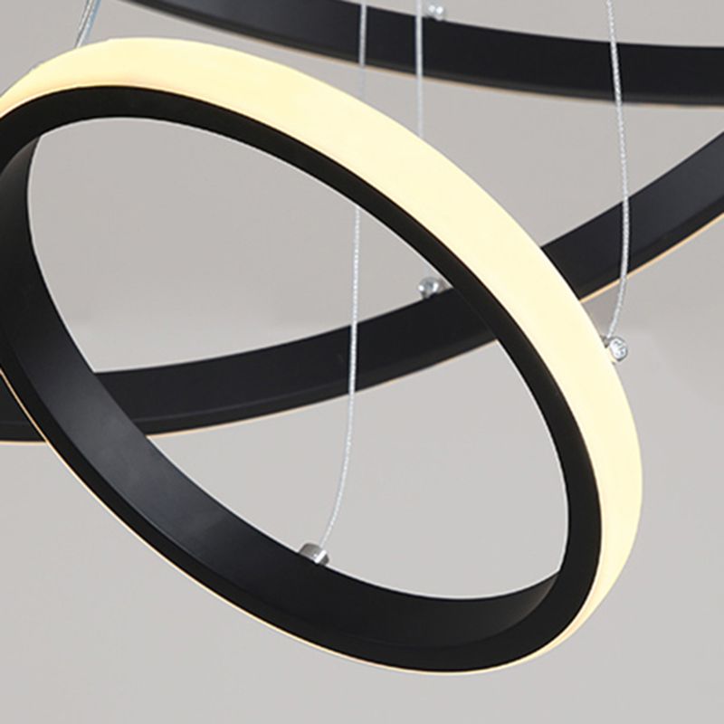 Linear Metal Chandelier Lights Modern 3-Light Chandelier Lighting Fixtures in Black