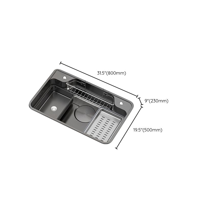 Drop-In Sink Stainless Steel Single Basin Basket Strainer Kitchen Sink with Drain Assembly