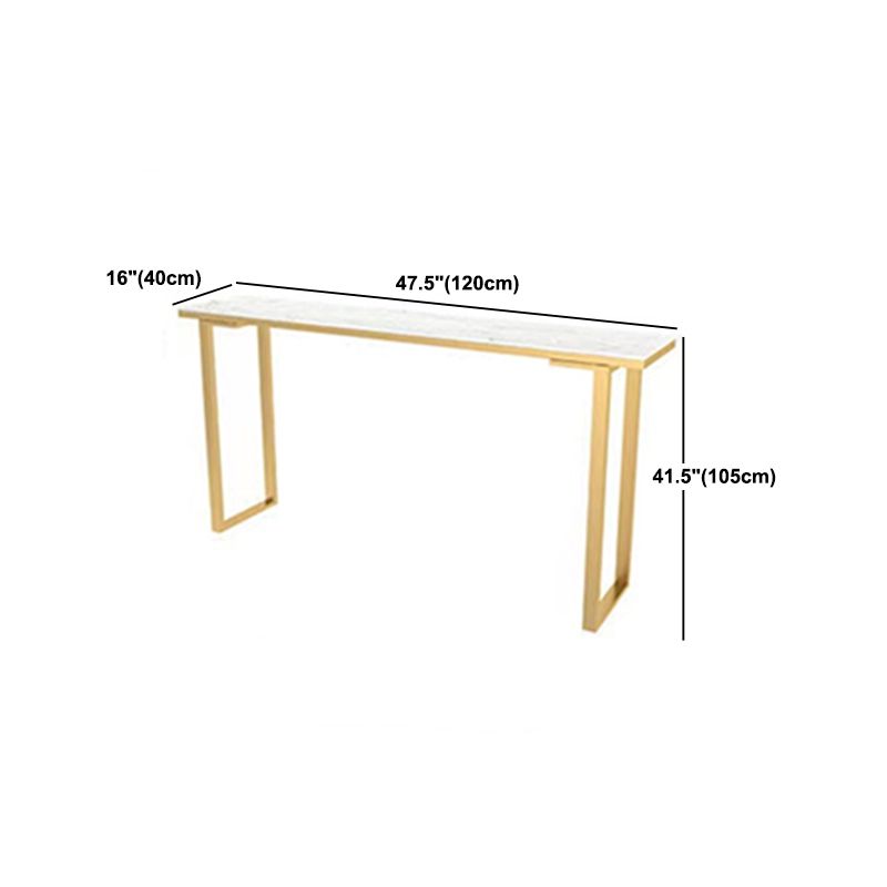 Rectangular Artificial Marble Top Bar Table Luxurious Bar Table with Metal Base in Gold