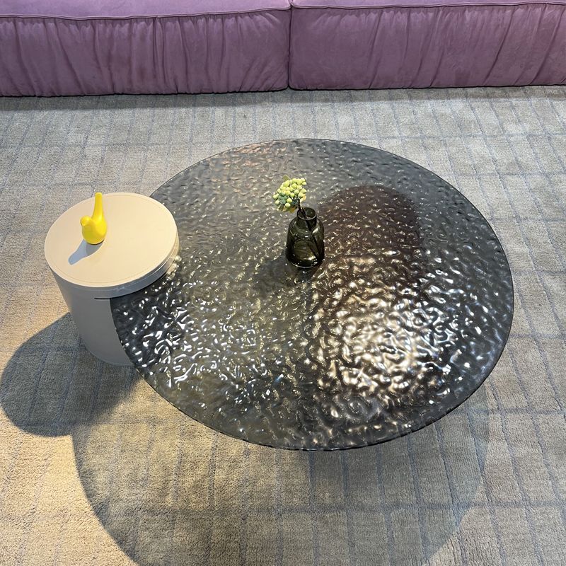 2 Legs 1 Single Coffee Table Modern Glass Cocktail Table in Clear