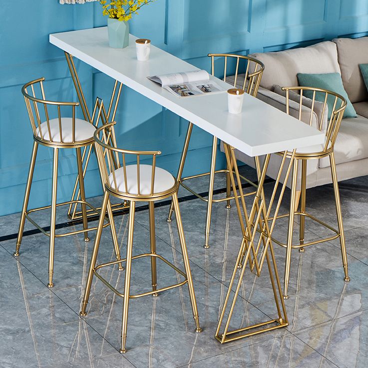 Glam White Wood Table and Stool Set 1/2/3/5 Pieces Double Pedestal Counter Set