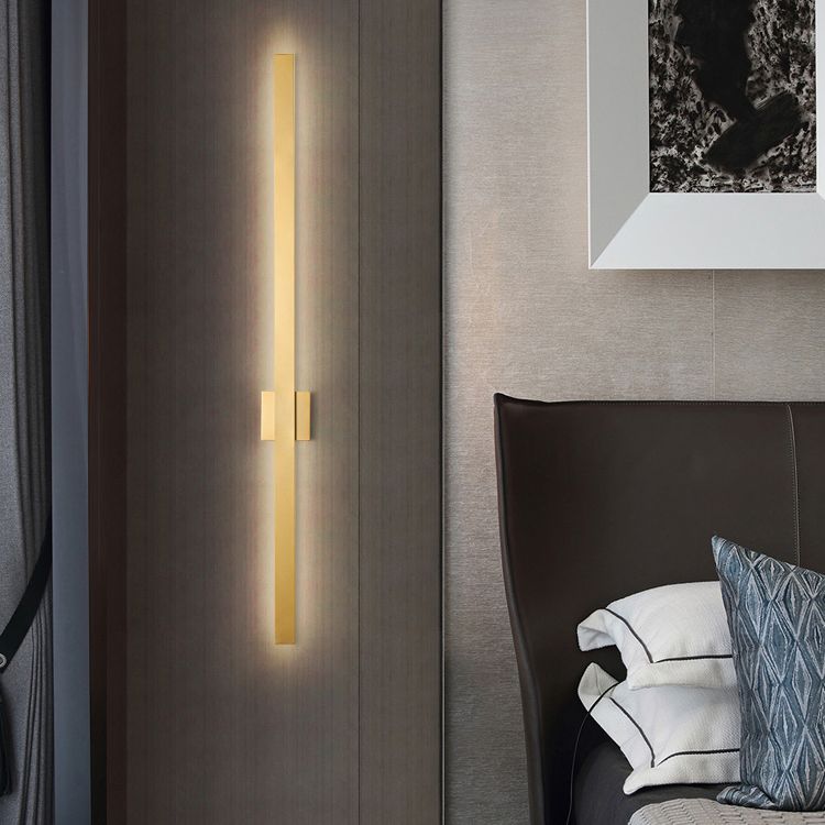 Lineare Schattenwandbeleuchtung moderner einfacher Stil 1 Licht Leuchten Licht in Schwarz und Gold