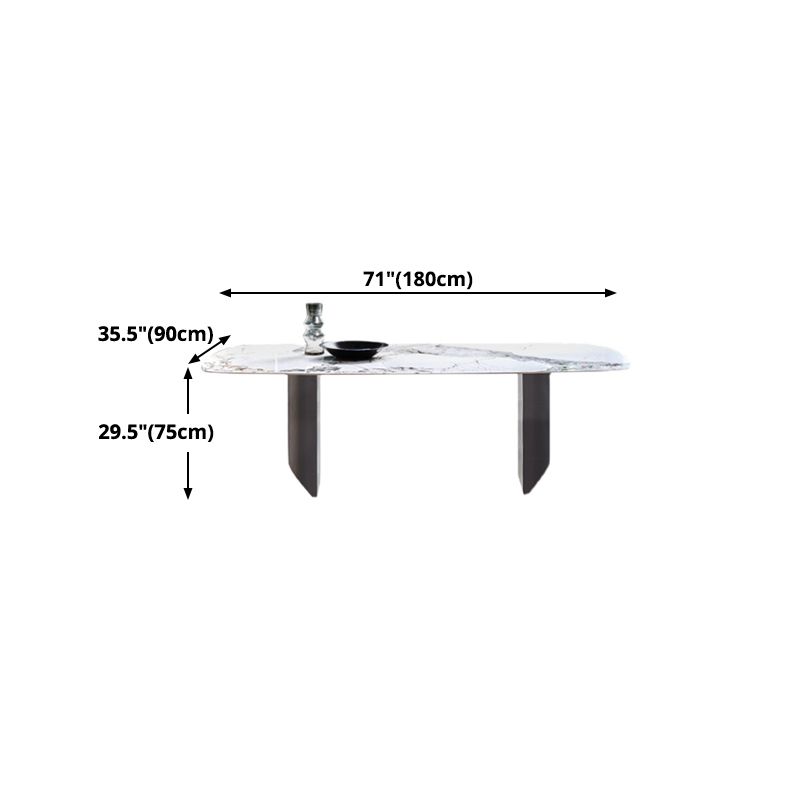 Metal Traditional Luxury Rectangle Table Sintered Stone Top Indoor Table for Kitchen