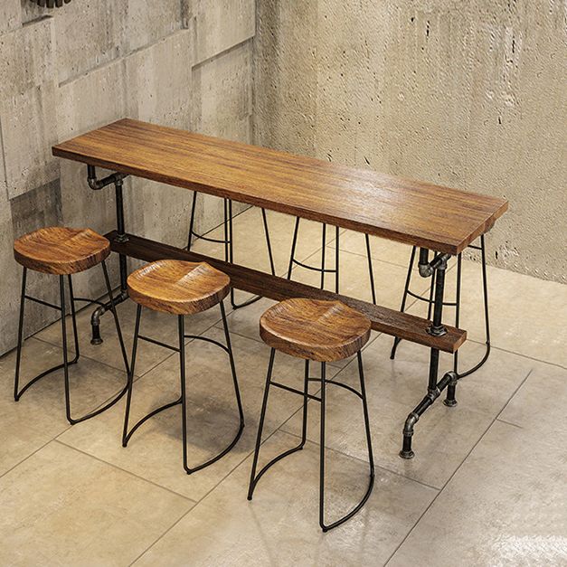 Industrial Pub Dining Set 1/4/7 Pieces Trestle Coffee Shop Wood Pub Table Set
