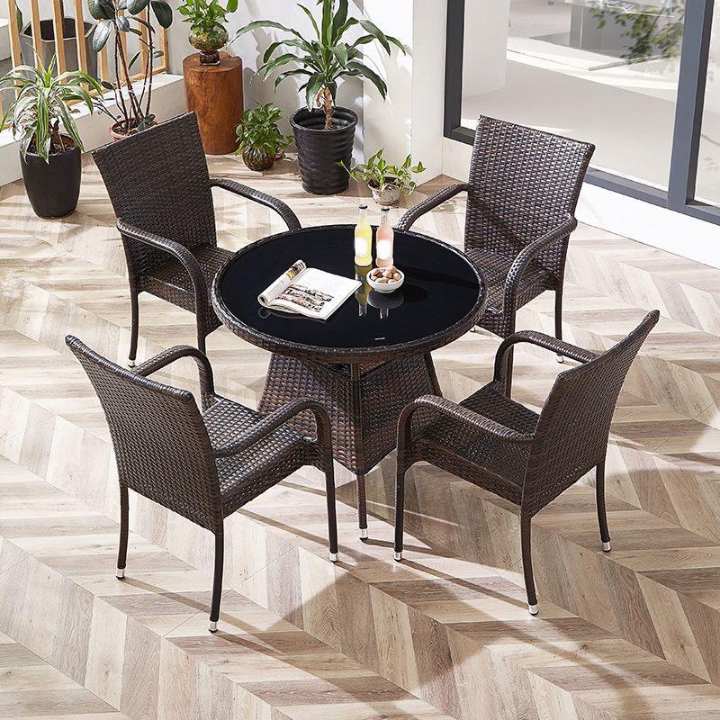 Modern Style Dining Set Glass Top 5/7 Pieces Water Resistant Dining Set