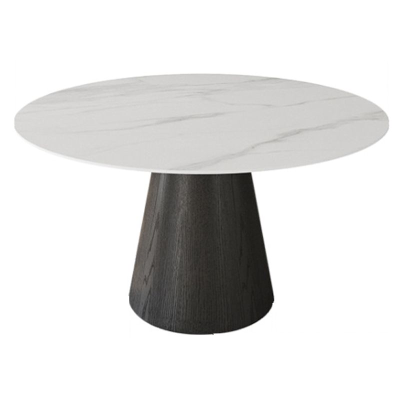 Modern Pedestal Casual Dining Table Round Dining Table with Ash Wood Base
