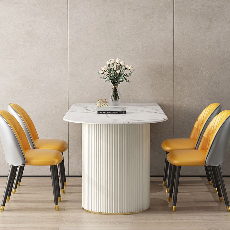 Zeitgenössischer Stil Stein Esstisch Doppelte Sockel Basis Freiformtisch für Zuhause