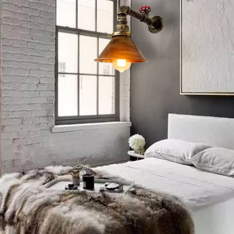 Metal Water Pipe Shade Wall Lighting Industrial Style 1 Light Wall Mounted Light Fixture