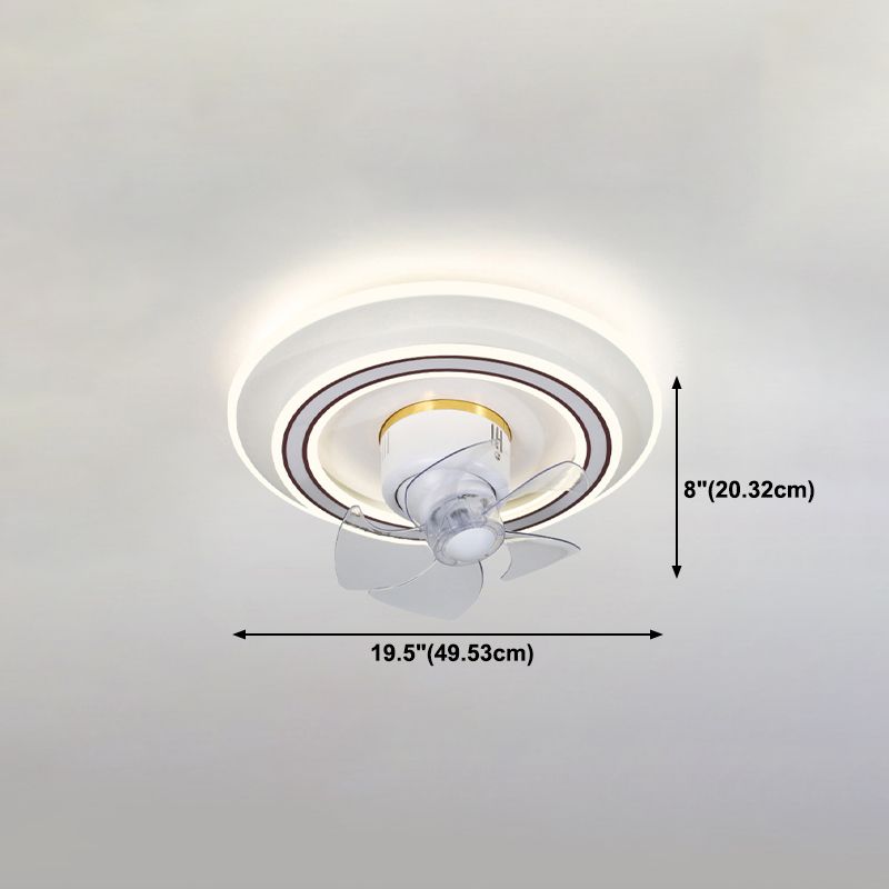 Nordic Round Fan Lamp Metal Bedroom LED Semi Flush Light with Swirlable Head