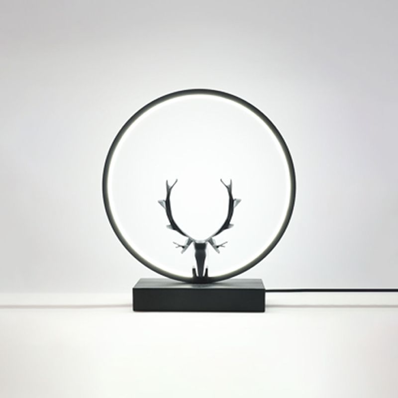 Metal Circle Table Lamp Nordic Antler Shape 1 Light Desk Lamp for Bedroom
