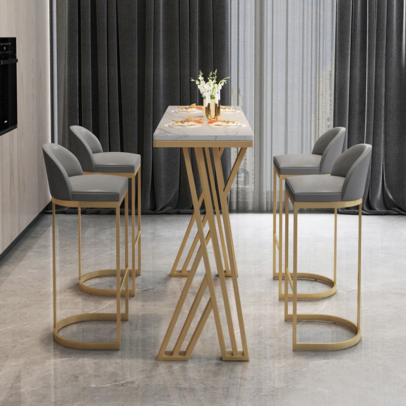 Table à manger à barres de bar à pierre blanche glam