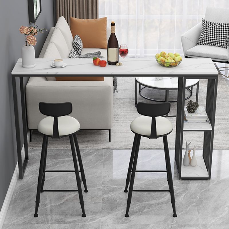 Stone Top Bar Table Set 1/3 Pcs Rectangle Bar Table and Upholstered Stools