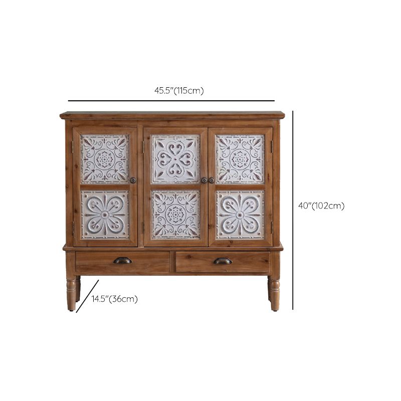 Industrial Accent Cabinet in Natural with Solid Wood Door and Drawers