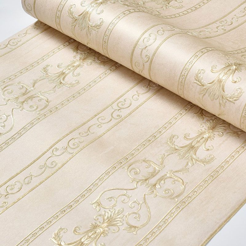 Rouleau de papier peint à rayures florales, 33 pi x 20,5 po, décoration murale classique, couleur douce, pour mur d'accent