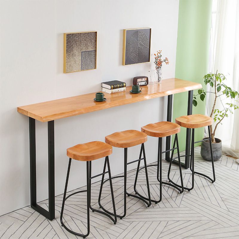 Modern 1/2/5 Pieces Wood Bar Table Set Rectangle Bar Table with High Stools for Kitchen