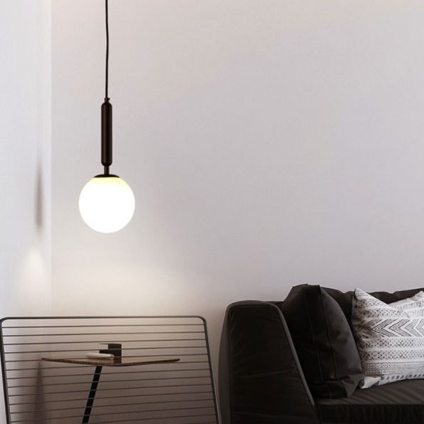 Modern Minimalist Design Globe Hanging Lamp Opal Frosted Glass Shade 1 Light  Pendant Light