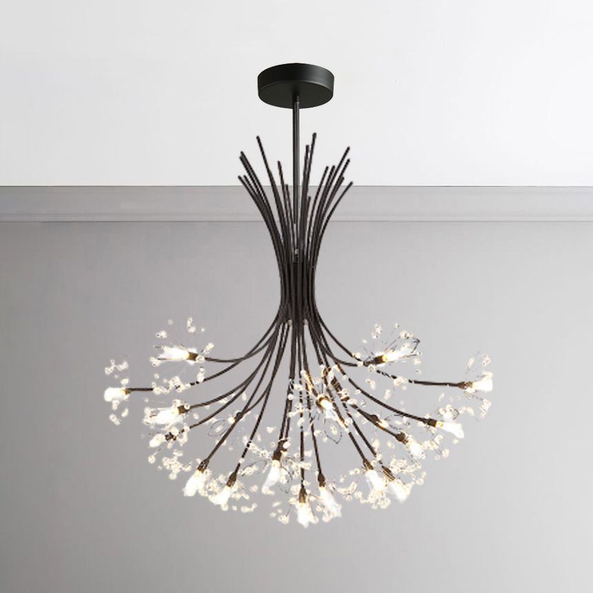 Lampada il lampadario in perline di cristallo trasparente con design bouquet moderno 13/19 luci nere/cromo lampada sospesa