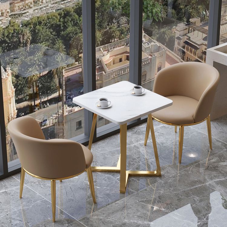Quadratisch hölzerner weißer Esstisch Industrial Doppelpodesttisch für Esszimmer