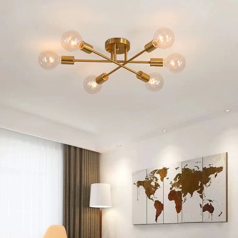 Sputnik Ceiling Lighting Contemporary Semi Flush Mount for Living Room