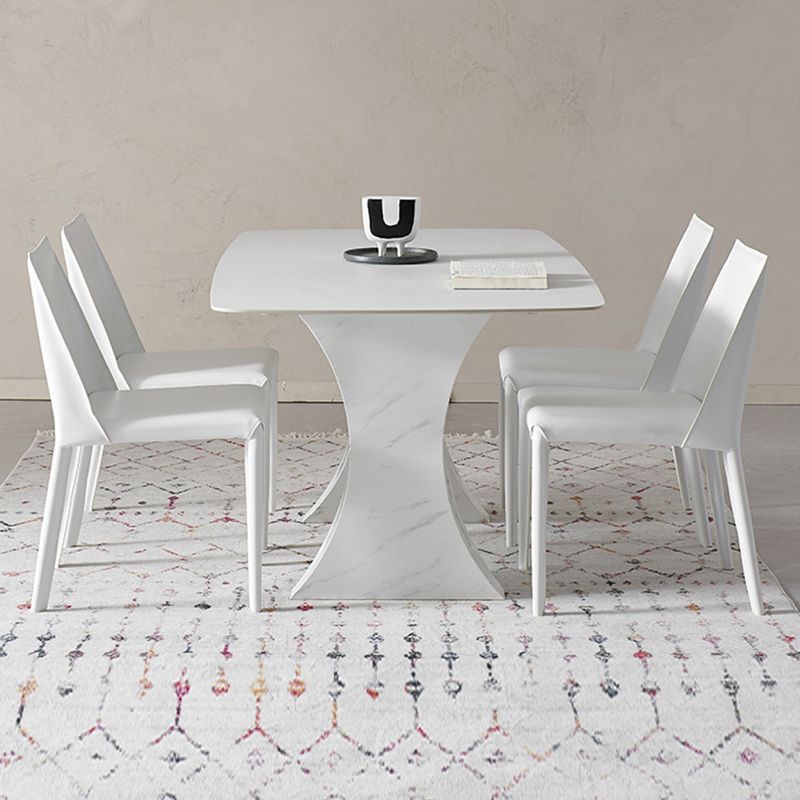White Modern Dining Table Set 1/5/7 Pieces Dinette Set for Dining Room