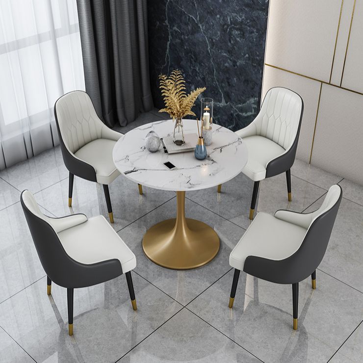 Modern Stone Dining Set 1/4/5 Pieces Round Dining Table Set with Padded Chairs
