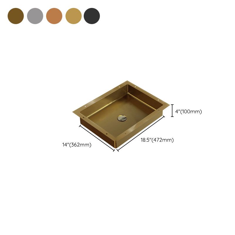 Modern Bathroom Sink Metal Rectangular Drop-in Bathroom Sink with Pop-Up Drain