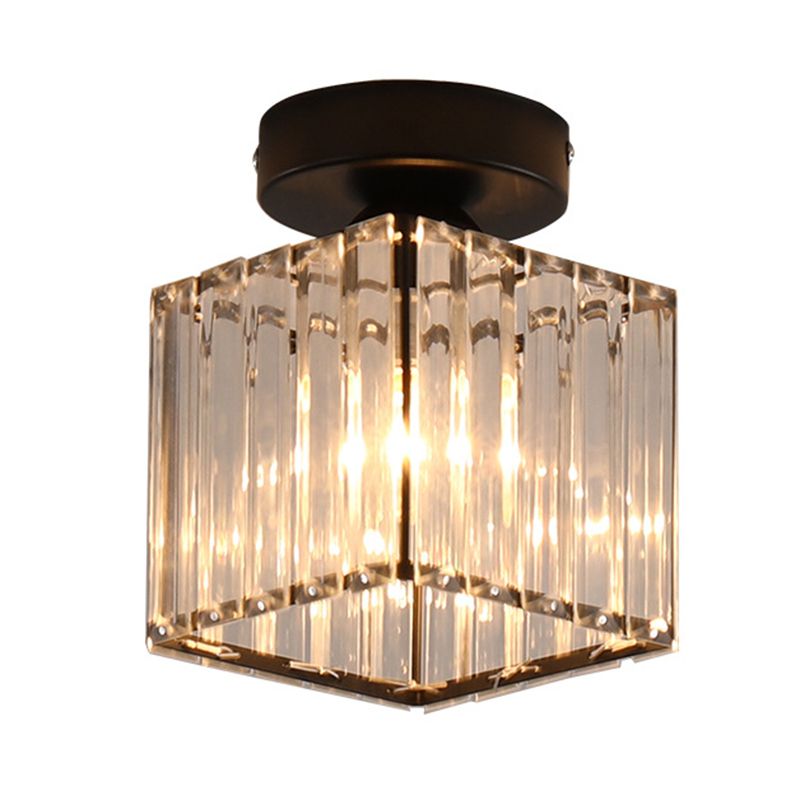 Crystal Shaded Semi Flush Light Fixture Minimalist-Style Close to Ceiling Lamp