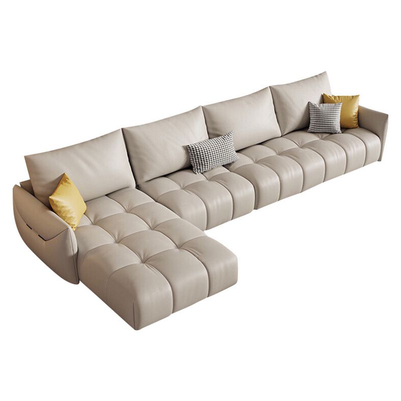 Nordic Pillows Square Arm Living Room Faux Leather Stationary Seating